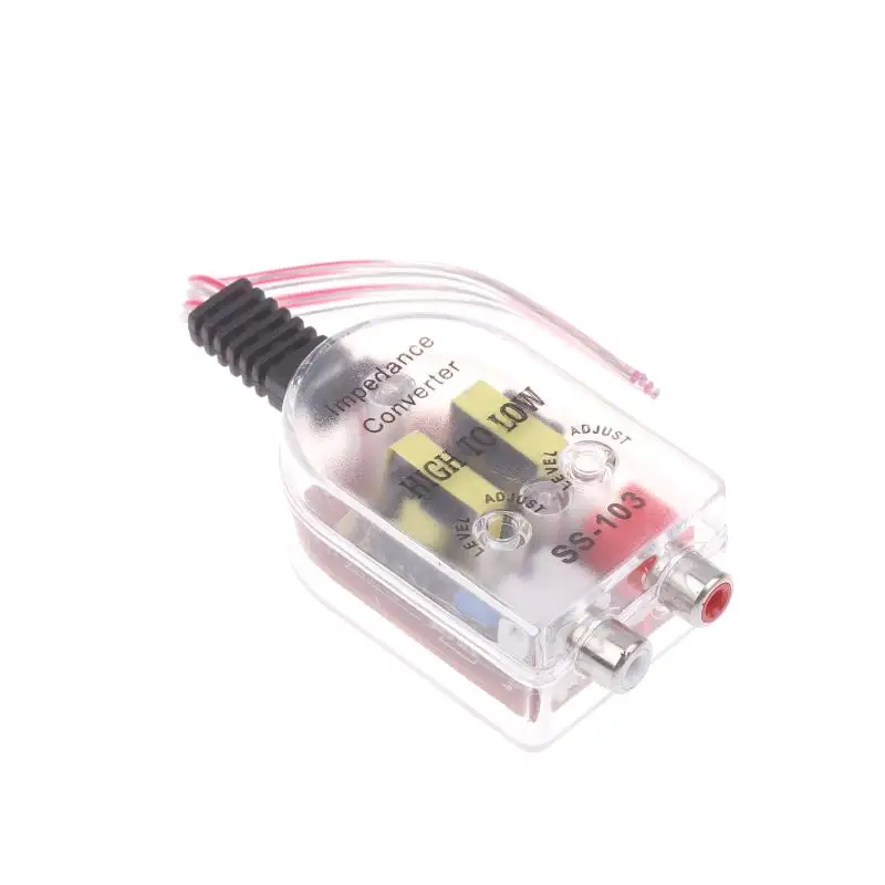 【1Pcs High To Low Level Audio Output Adapter Car Subwoofer Impedance Converter Uncharged Power Mode Car Audio Accessories】
