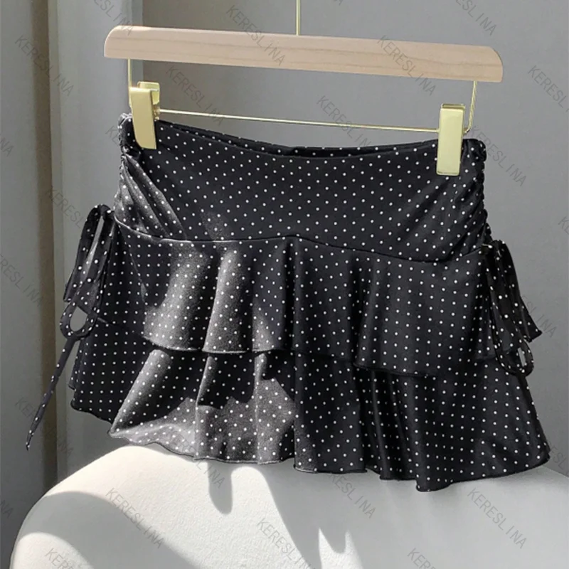 European and American Sexy Girl Style Mini Skirt Summer Highstreet Casual Daily Polka Dot Print Comfortable Versatile Mini Skirt