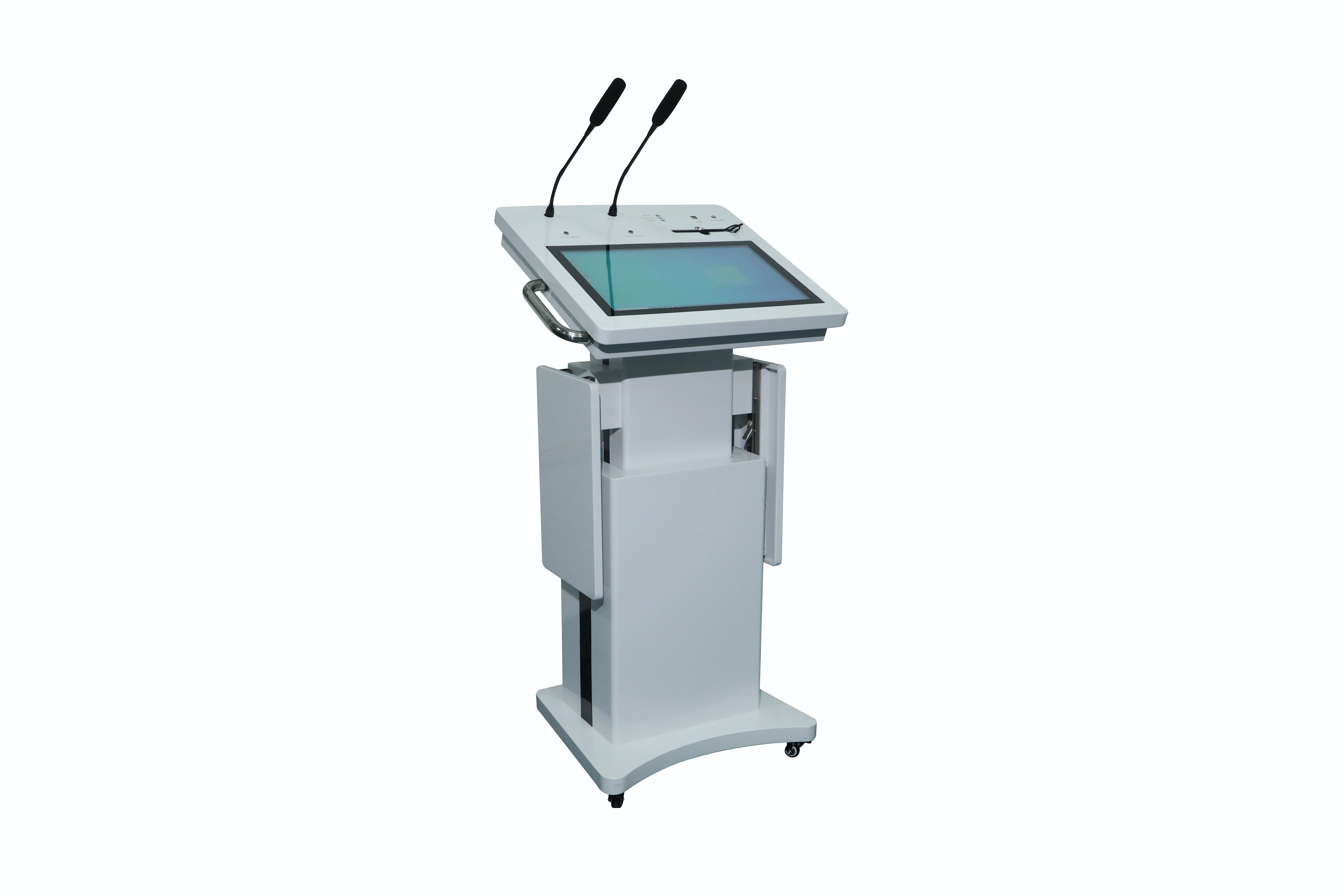 Professional Educational Equipment Teacher Classroom Smart Digital Podium With Screen Speaker