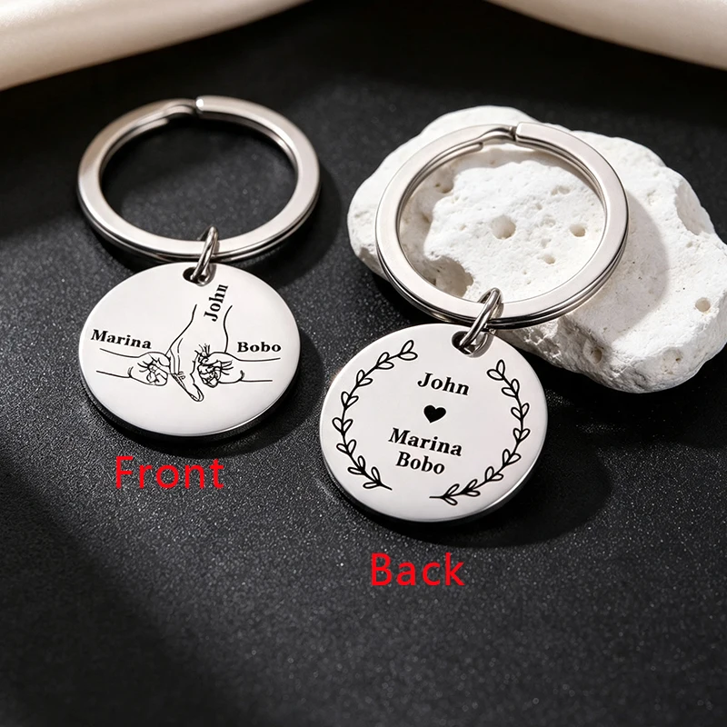 Engraved Personalised Key Ring Custom text Charm Vehicle key Accessory Sweet Gift For Daddy Mum Family member Holiday Present