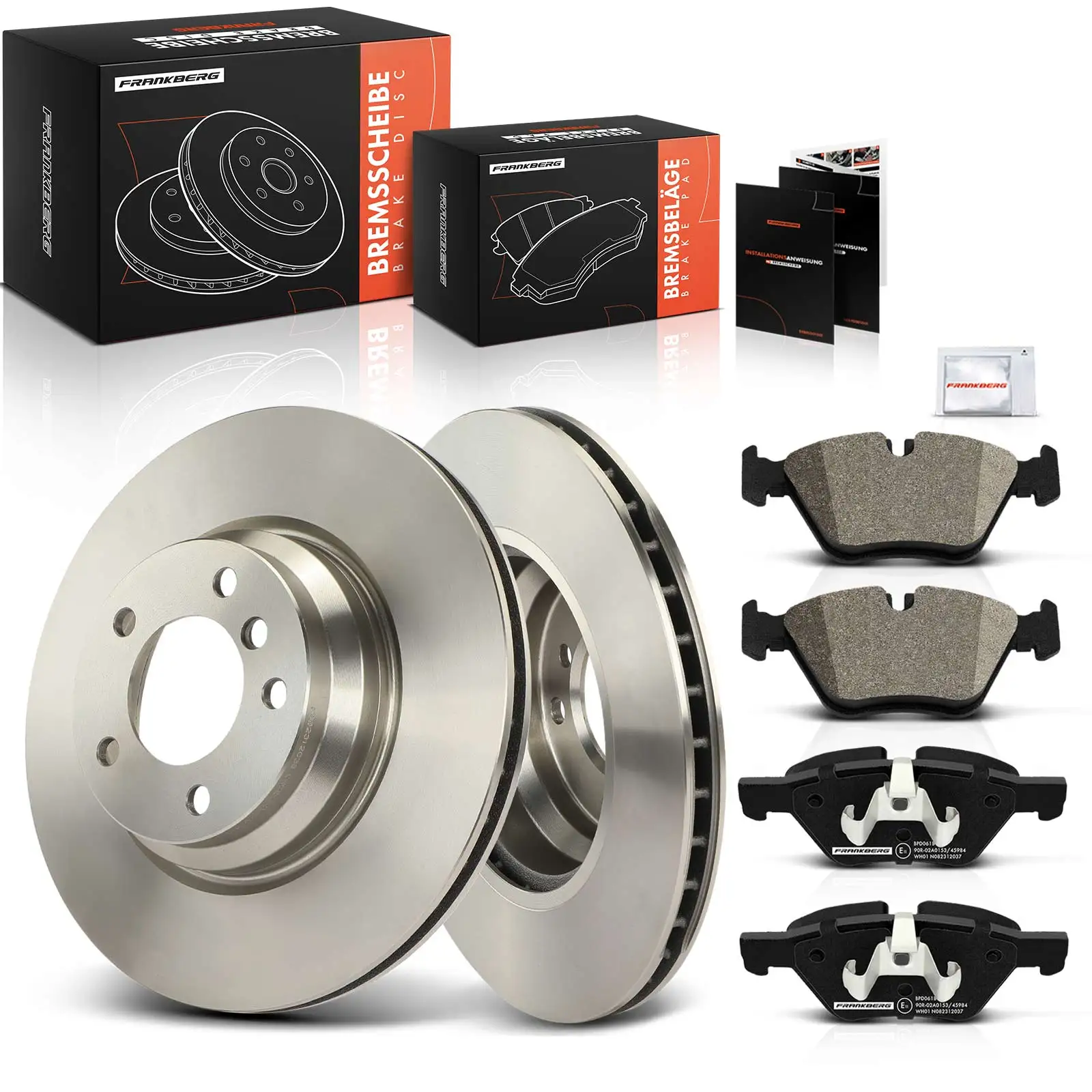 Frankberg 2x Bremsscheiben 4x Bremsbeläge Vorderachse für BMW 1er E81 E87 1er Coupe E82 2.0L 3.0L 2005-2013 34116764645
