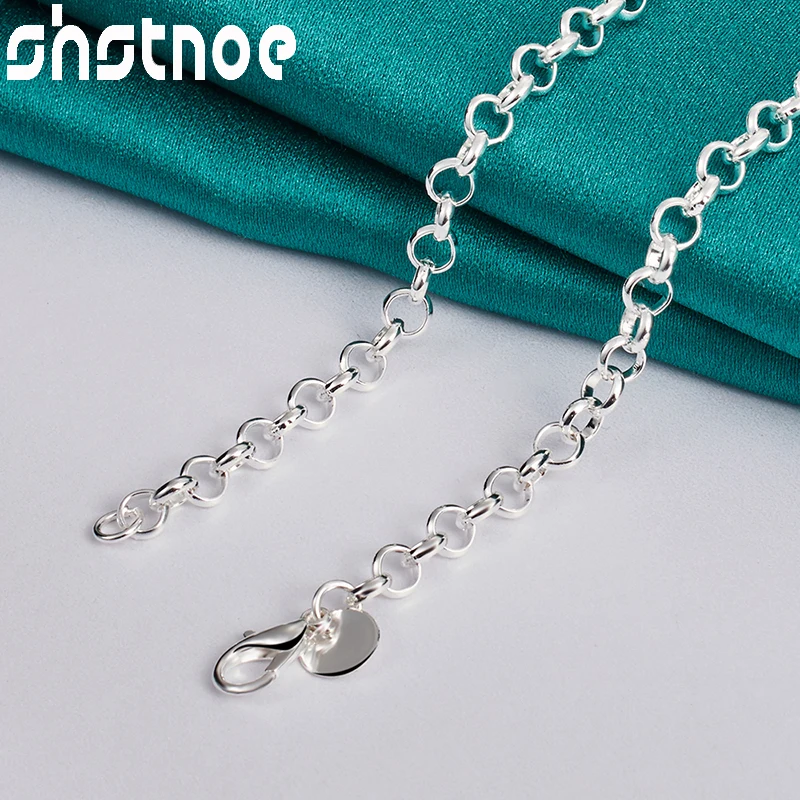 SHSTONE 925 Sterling Silver Round Bean Chain Necklace For Women Party Engagement Wedding Birthday Cute Fashion Charm Jewelry