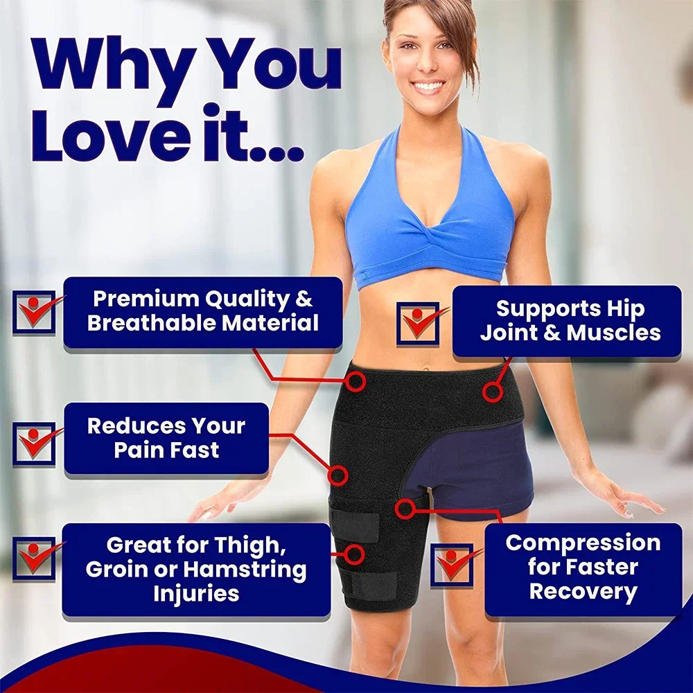Hip Brace For Sciatica & Thigh Pain | Adjustable Compression Wrap For Men & Women - Medium Size