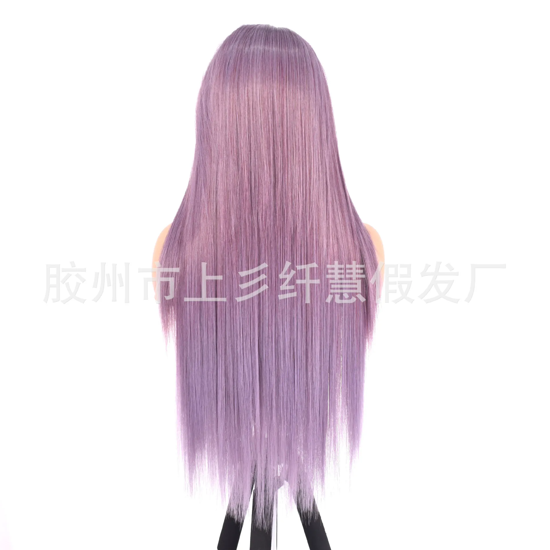 Synthetic Lace Front Long Straight Gradient Purple Wig for Women Cosplay Big Hand-Tied Party Hairpiece Wholesale Styling