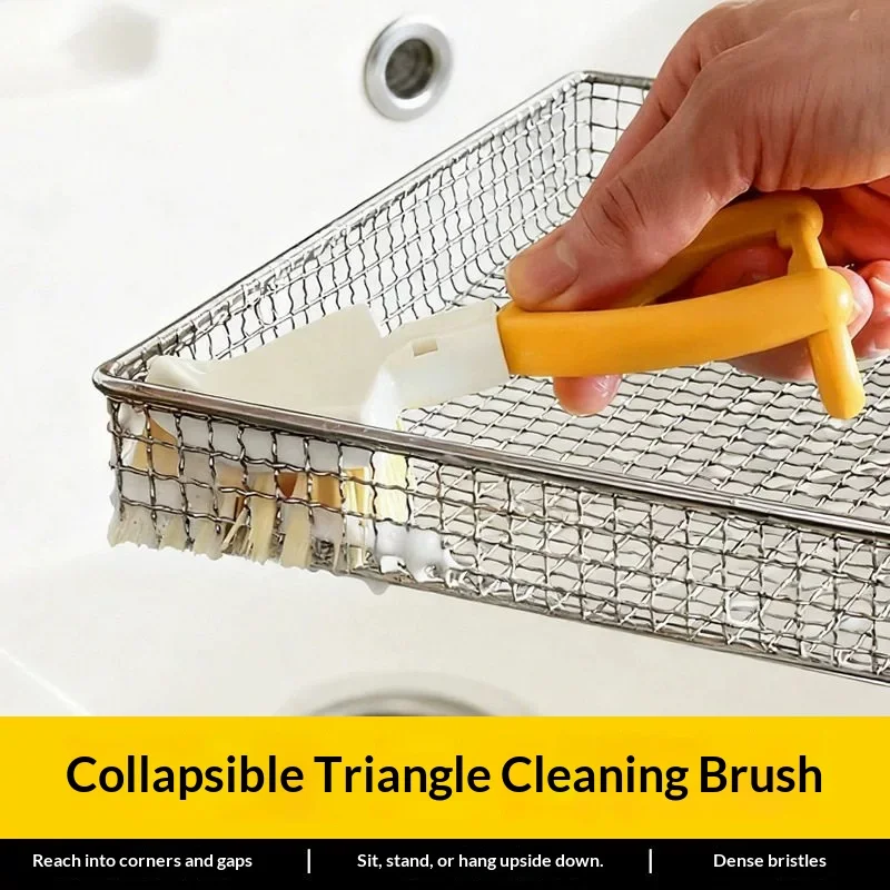 Foldable Triangle Cleaning Brush Multipurpose Gap Scrub Brush for Corner Dead Edges Kitchen Bathroom Household Tool