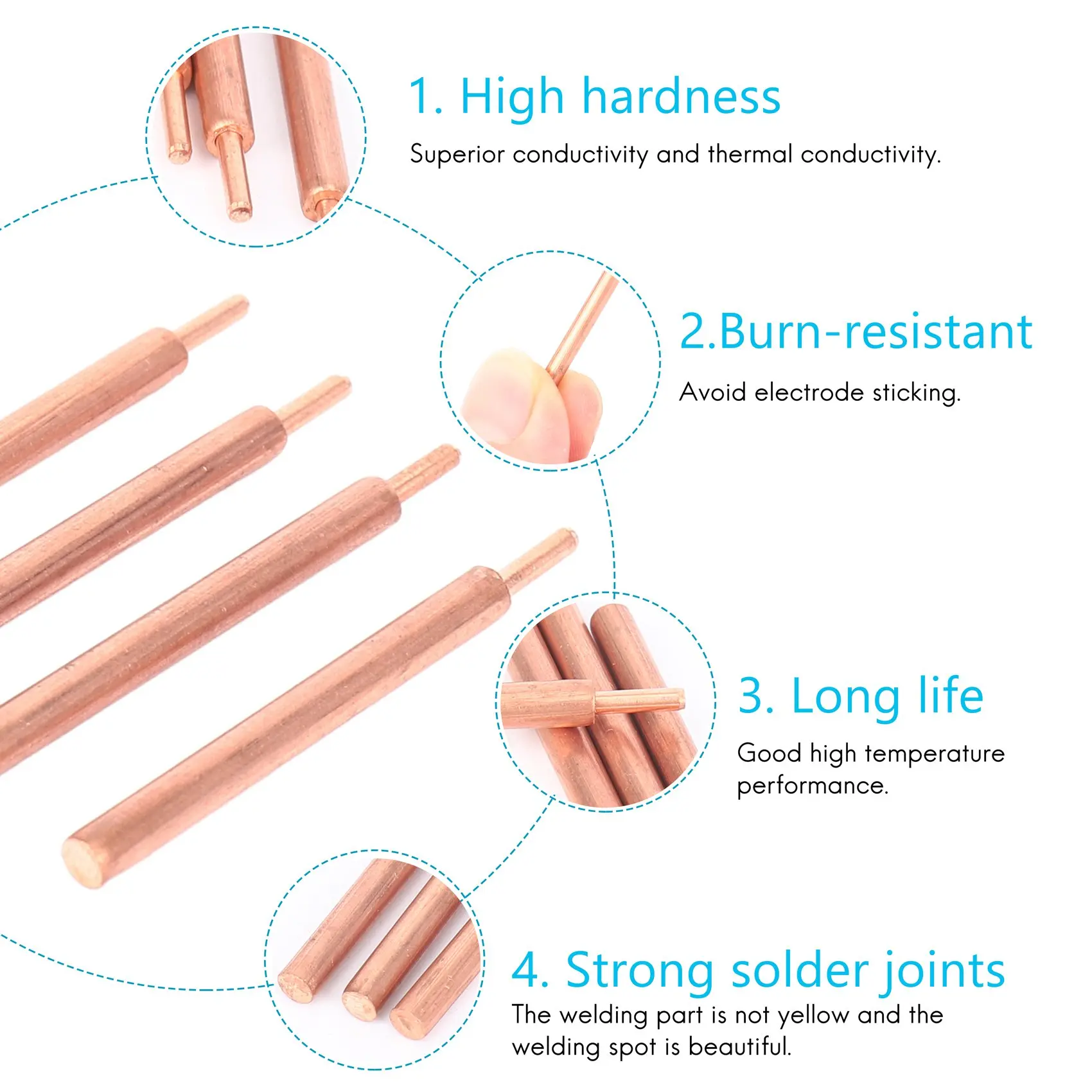 4Pcs Solder Pin Spot Welder Welding Fixed Copper Needles Used for 737G 787A 788H 709A 709Ad 797Dh Spot Welding Machine