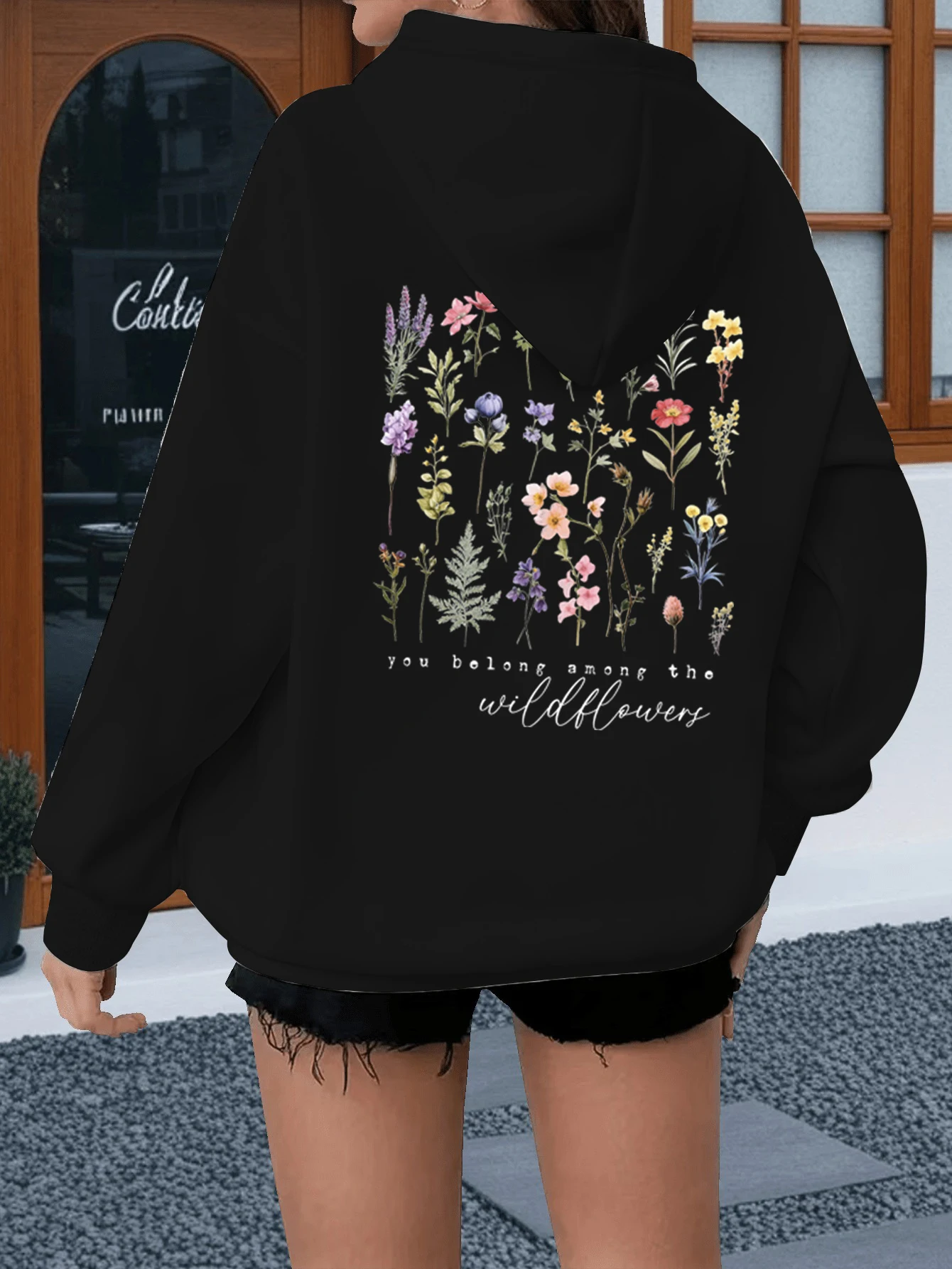 Bohemian Floral Wildflower Print Hoodies Vintage Christianity Women's Clothing Autumn Long Sleeve Motivational Quotes Hoody #2