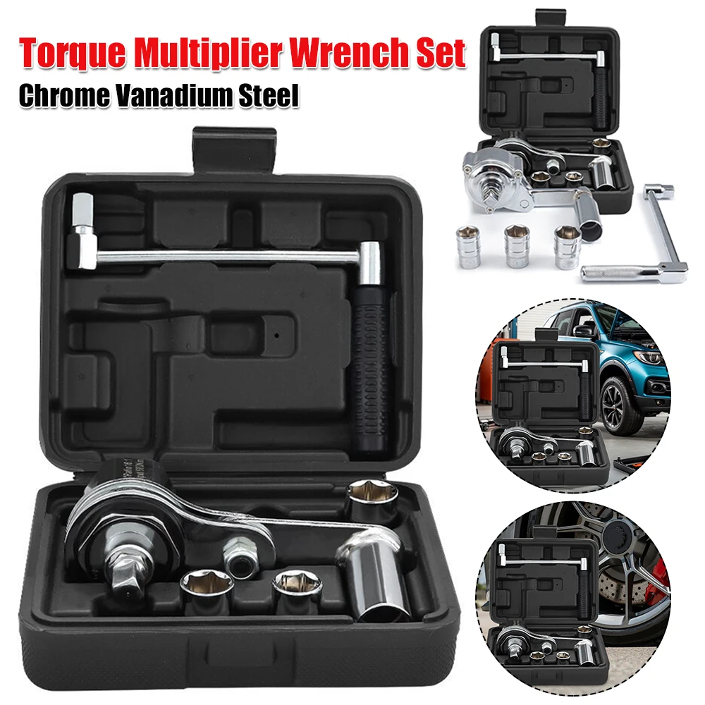 

Auto Tire Repair Lug Nut Remover Chrome Vanadium Steel Heavy Duty Labor Saving Wrench Enhanced Grip Storage Case