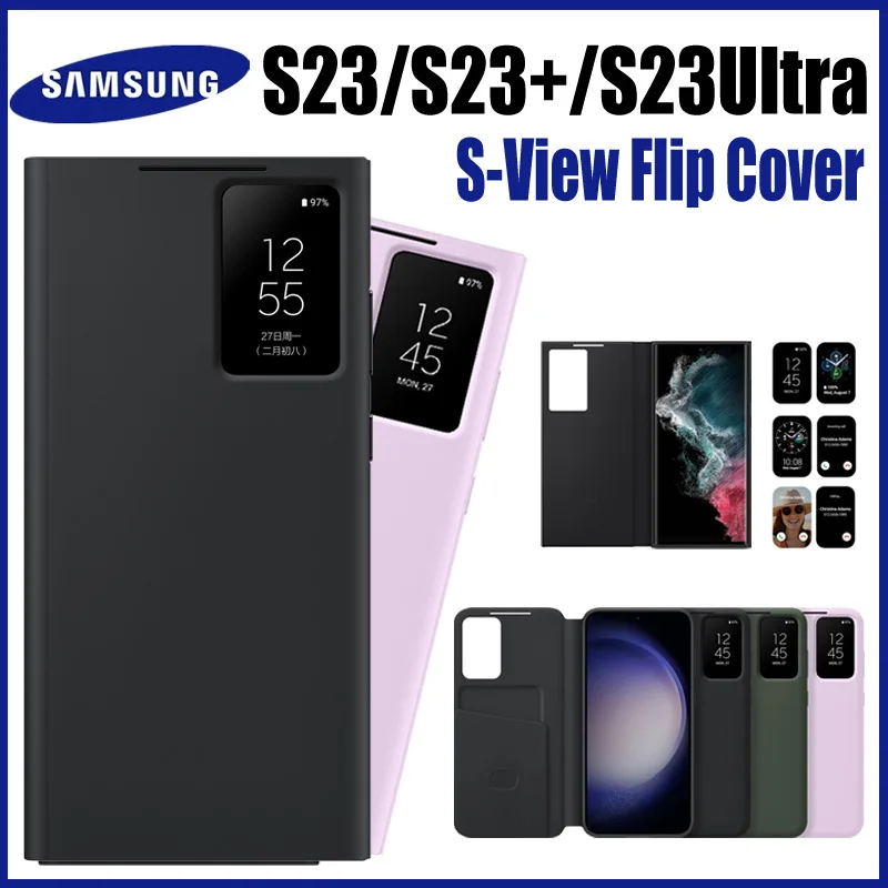 Samsung S23 Ultra S-View Wallet Case Flip For Galaxy S23 LED Clear Cover  windows phosne cases