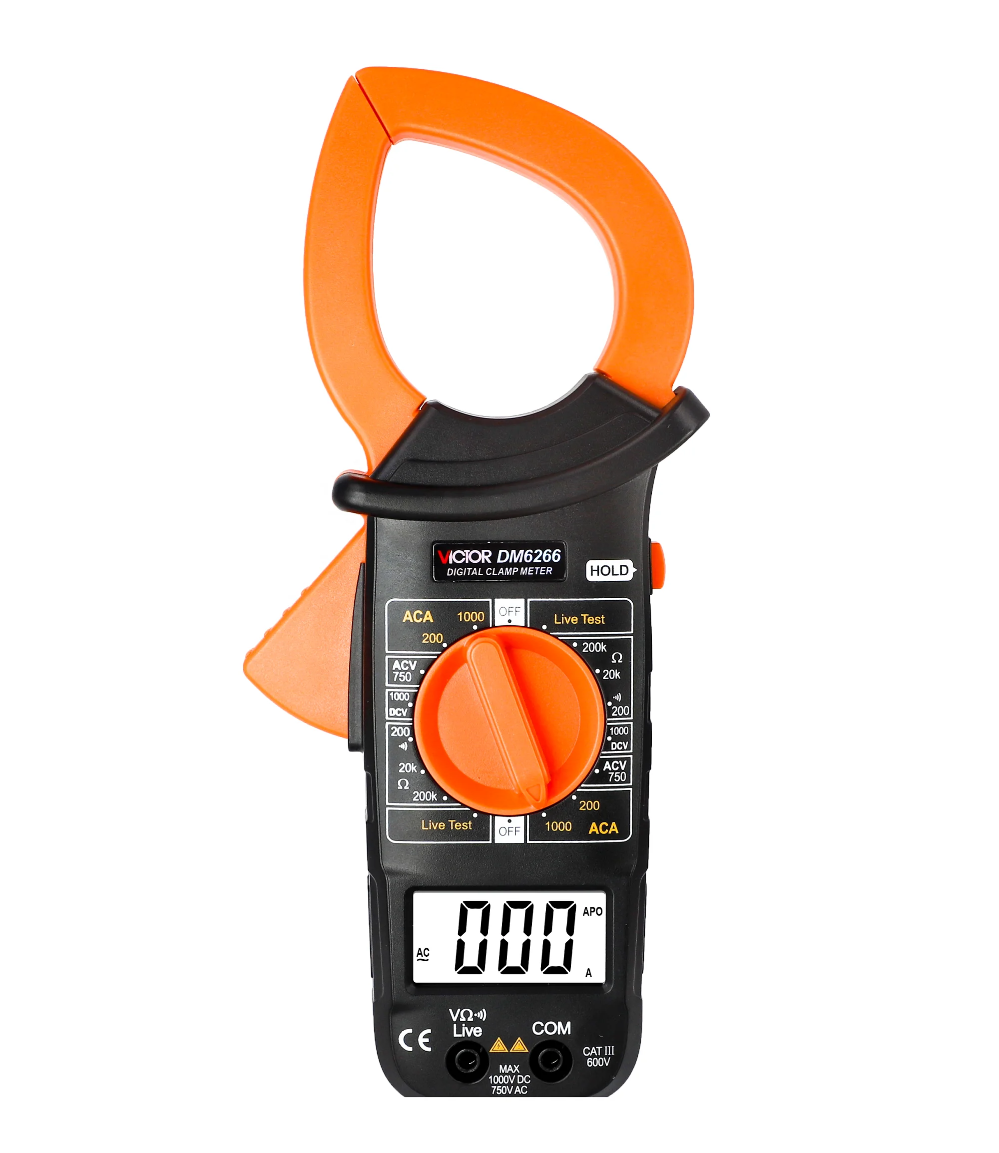 VICTOR DM6266 1999 Count Clamp Digital Multimeter 3 1/2 Digit LCD Display and Standard 9V Battery