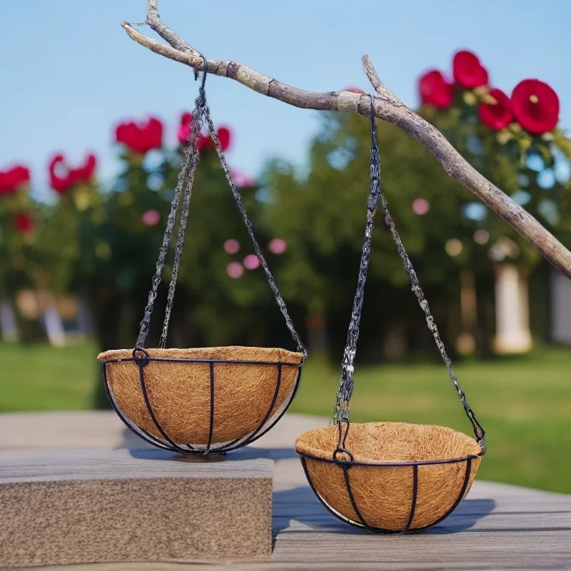 

Coconut Fiber Hanging Basket, Natural Coconut Palm Hanging Flower Pot, Breathable Hanging Planter, Vintage Garden Decor Pot