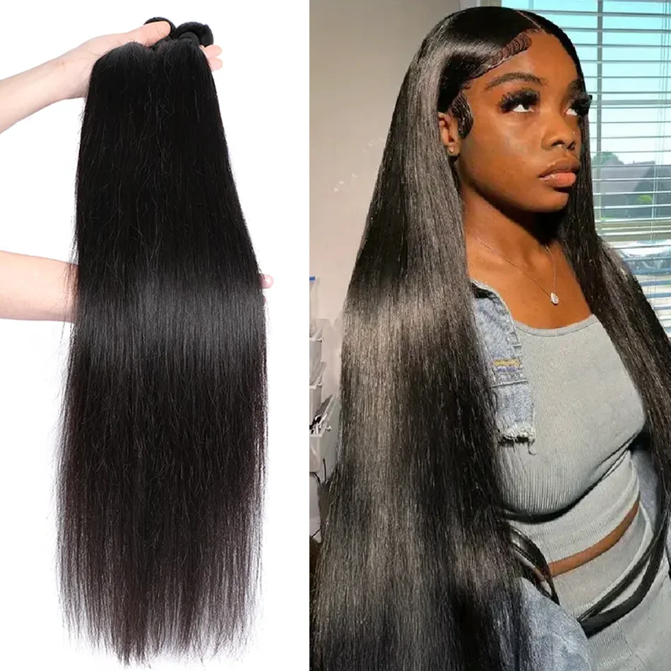 30 32 Inch 3/4 Pcs Bone Straight Brazilian Remy 100% Human Hair Bundles Raw Hair Extensions Tissage For Women