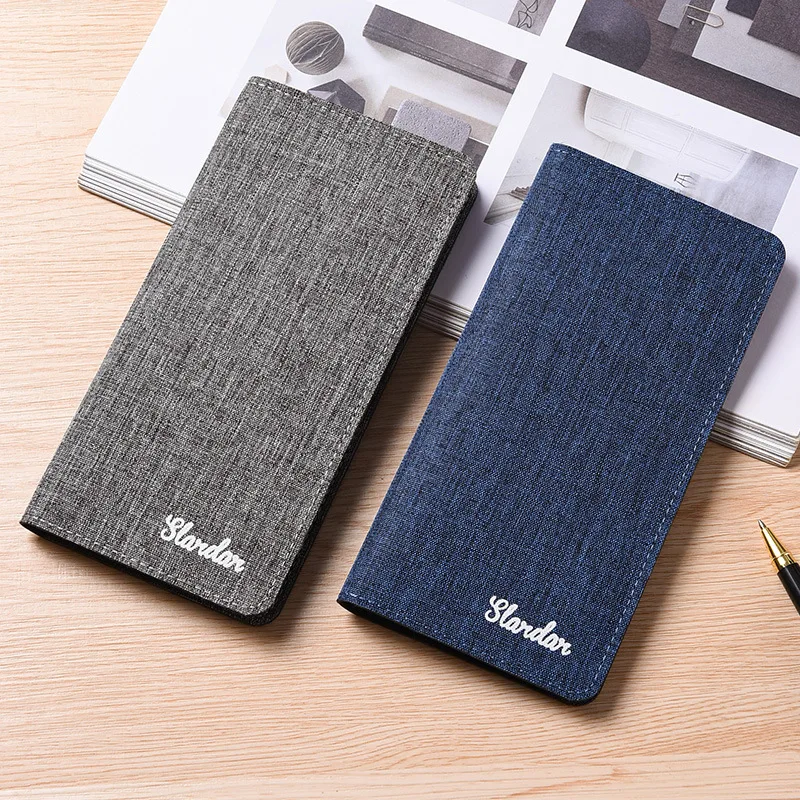 Ultra thin Japanese folding men's long canvas wallet, student retro simple niche men's wallet