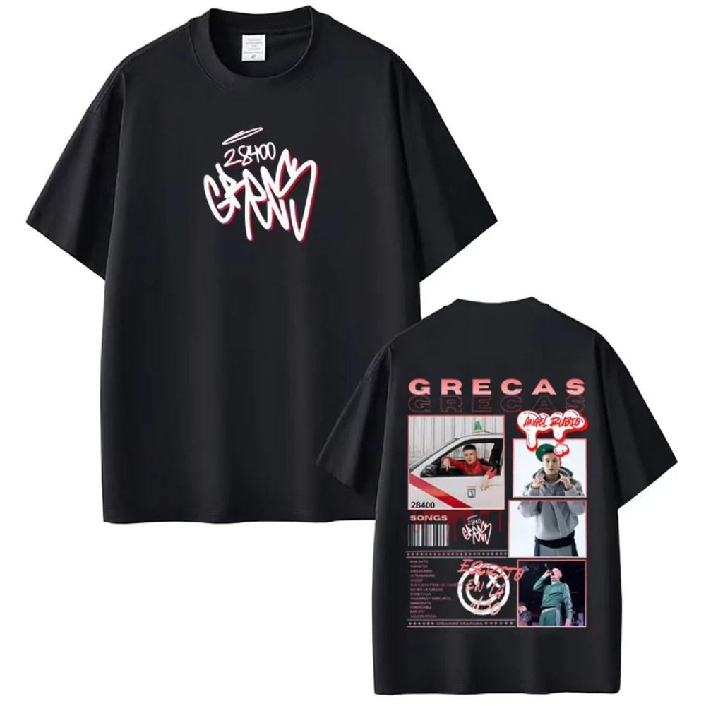 Rapper Grecas Tour 2026 Album-Print T-Shirt für Herren und Damen, Modisches Oversize-T-Shirt, Lässiges Kurzarm-Baumwoll-Shirt, Streetwear – Detail 3