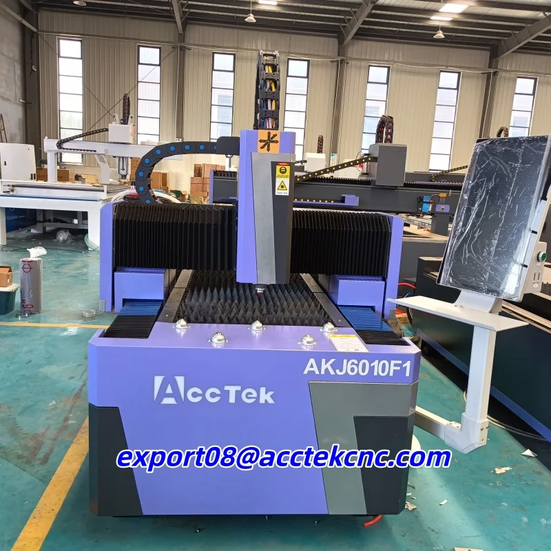 AccTek Small Scale Fiber Laser Cutting Machine CNC 1500W Optional Automatic For Industrial Steel Iron Aluminum Plate Processing