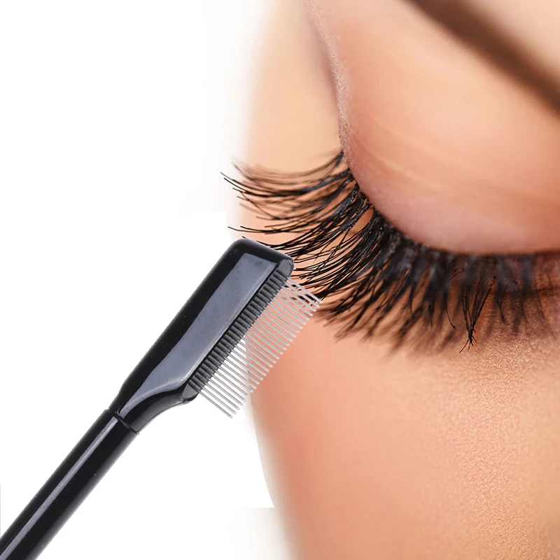 Stainless Steel Eyebrow Comb Metal Purpose Makeup Brush Eyelash Comb with Cover Makeup Brushes Tool
