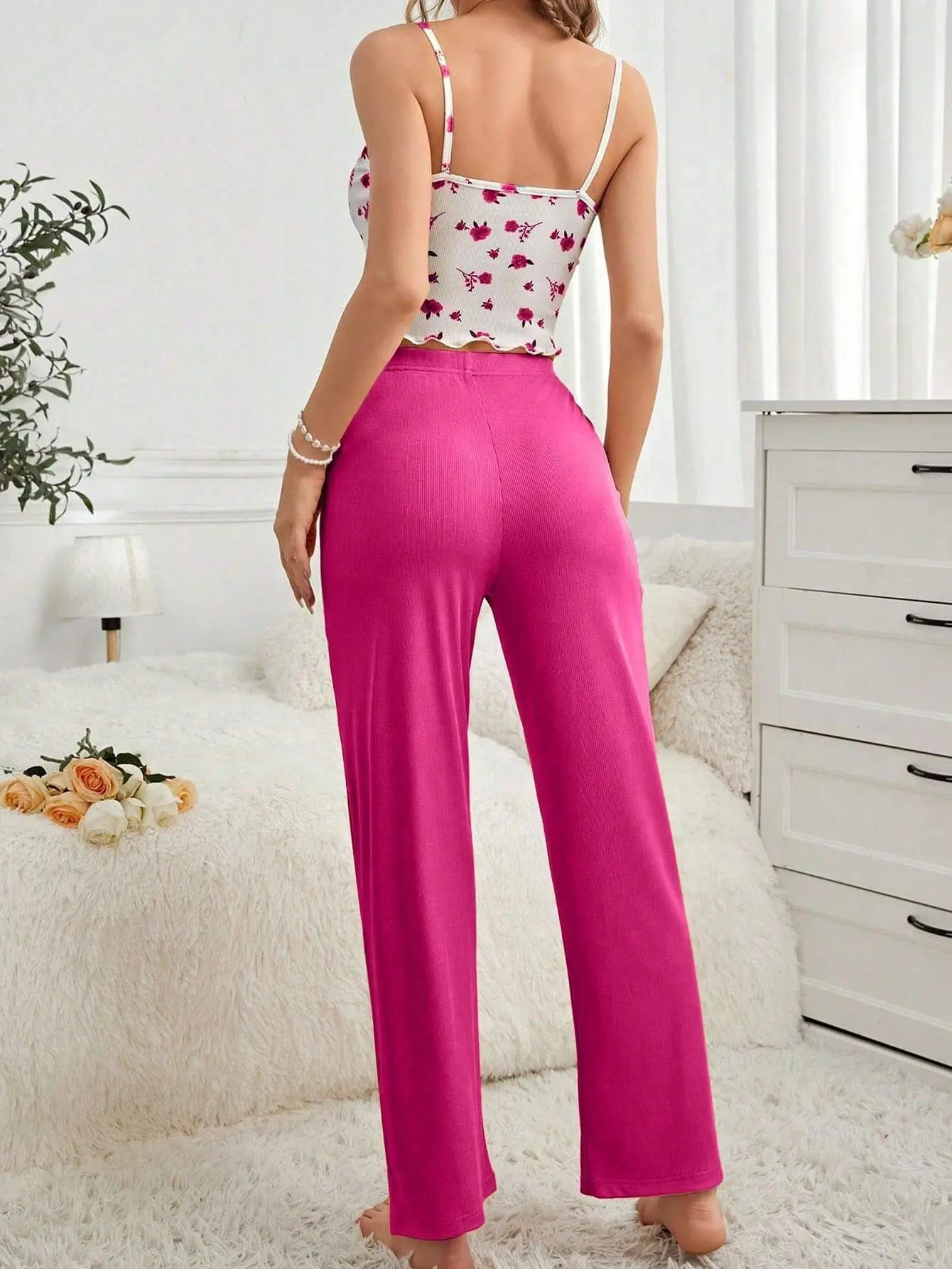 New Women's Pajamas Home Clothes Summer Sexy and Comfortable Printed Straps Casual Wide Leg Pants Pajama Set Hot Selling Y2K