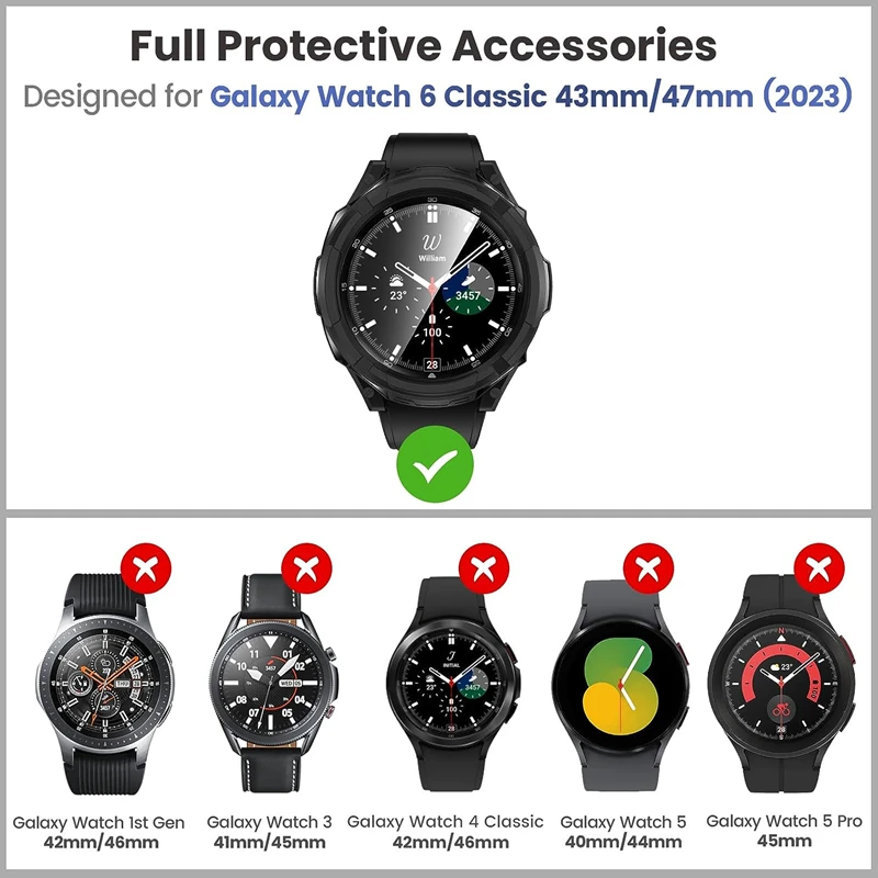 For Samsung Galaxy Watch6 Classic 47mm 43mm Case TPU Bumper Bezel Ring Cover Galaxy Watch 6 Classic 47 43 mm Screen Protector