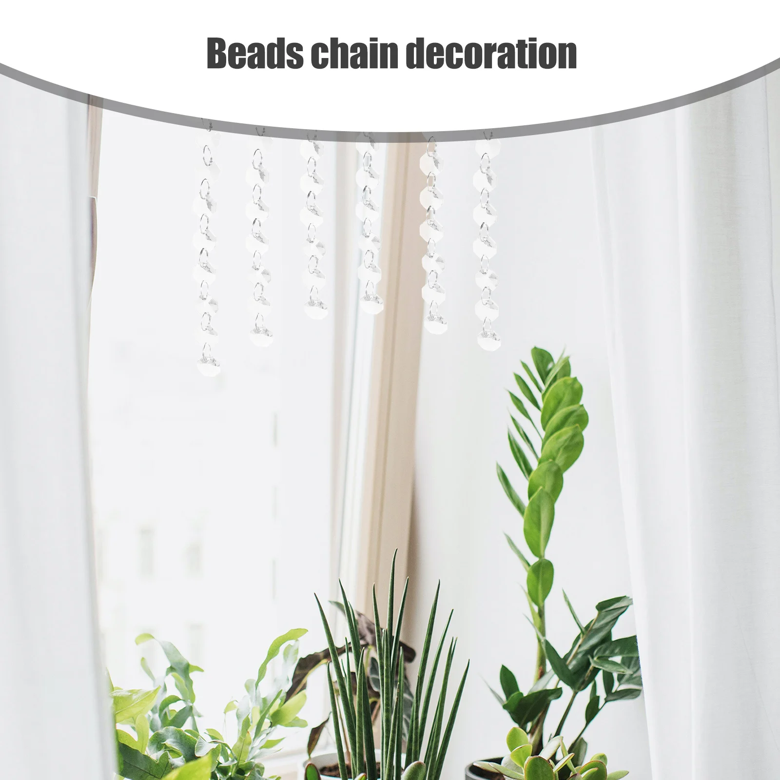 

Glass Octagon Beads Chain Decoration Beads Strand for Door Curtain Living Room Hanging Bead String Garland Bead Strand