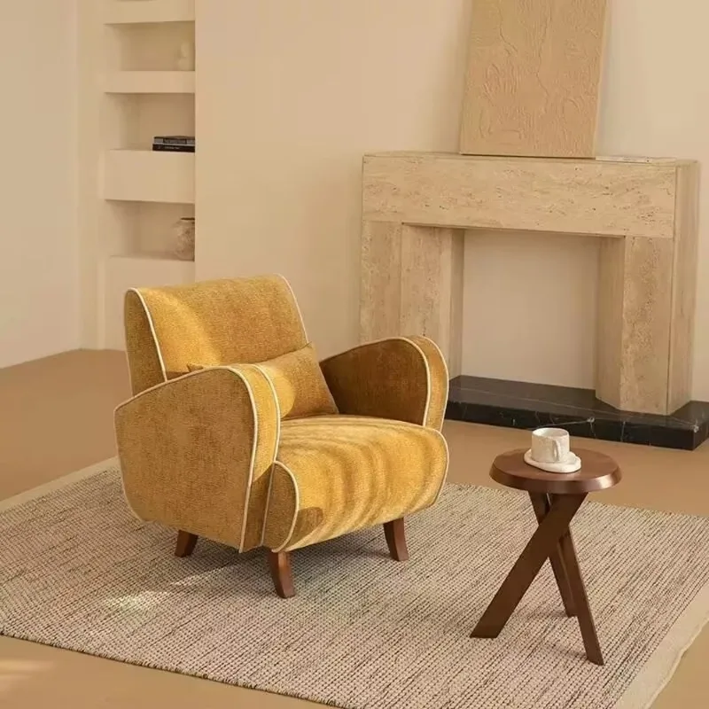 Modern Design Fabric Sofa Chair Solid Wood Frame Living Room Balcony