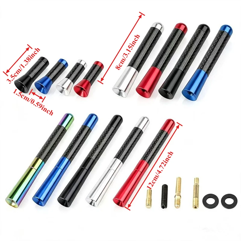 1pcs-Car radio antenna carbon fiber antenna radio antenna decorative strip metal modification accessories. Multicolor optional.