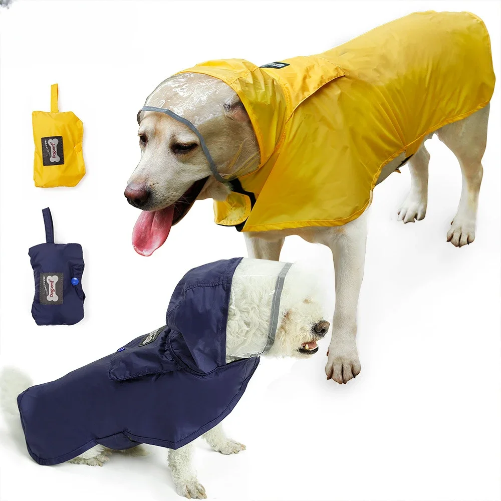 Large Dogs Raincoat for Puppy Golden Retriever Franch Bulldog Pug Poncho Reflective Dog Raincape Waterproof Pet Dog Clothes York