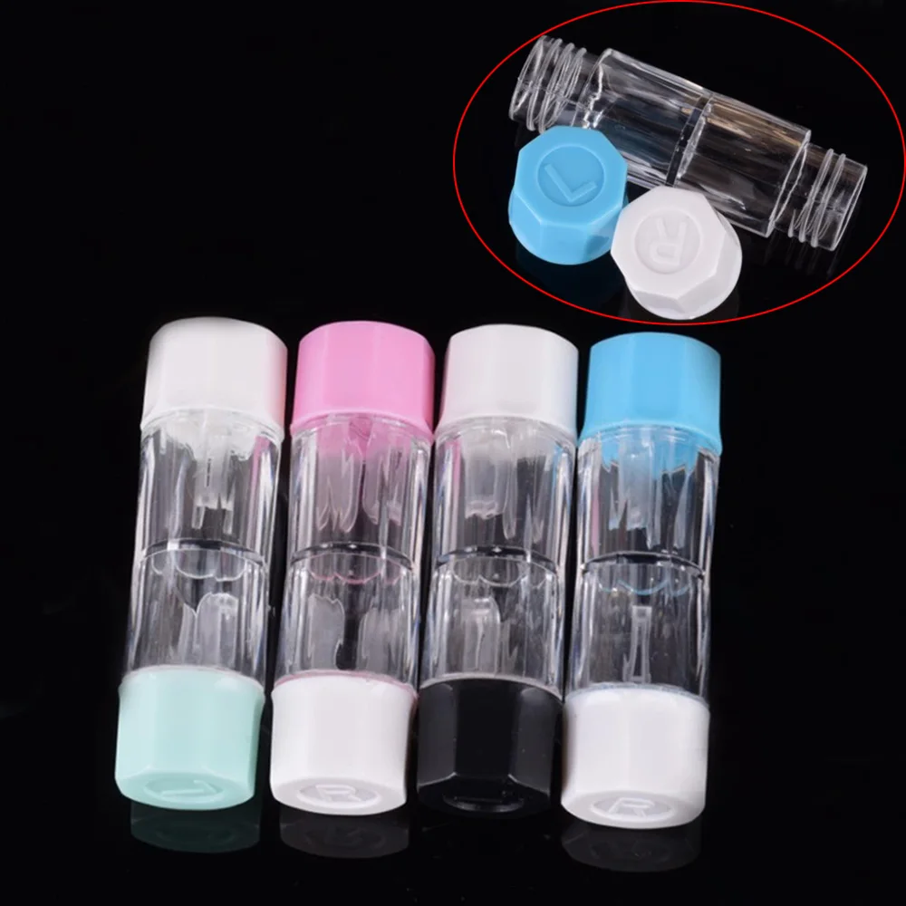 Colored Contact Lenses Case Diamond Shaped RGP L+R Contact Lens Case for Eyes Contacts Travel Kit Holder Portable Lens Container