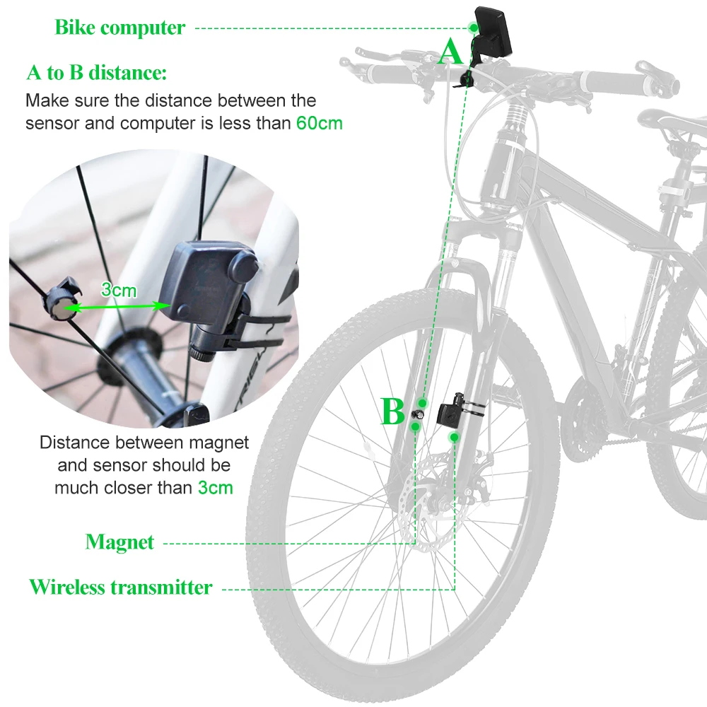 LIXADA Draadloze fietscomputer Multifunctioneel LCD-scherm Fietscomputer Mountainbike Snelheidsmeter Kilometerteller IPX6 Waterdicht