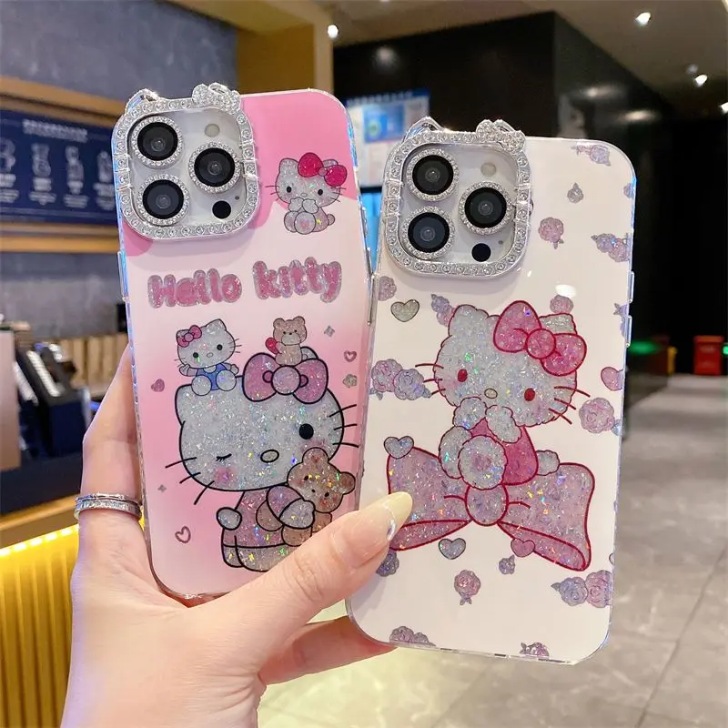 

Kawaii Hello Kitty Sanrio Student Cartoon Cute iPhone Case Mobile Phone Protection Shell Phone Decor Christmas Gifts for Girls