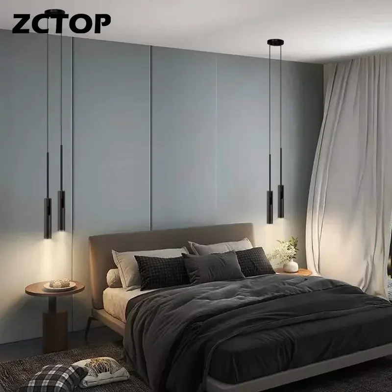 Minimalist LED Pendant Lamps Adjustable Angle Bedside Lights Chandeliers Living Dining Room Reading Lights Bar Decor Suspension