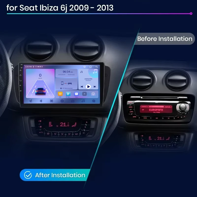 Android Auto Radio For Seat Ibiza 6j 2009-2013 Carplay car Stereo player multimedia GPS navigation Wireless ZLIK Auto BT WIFI