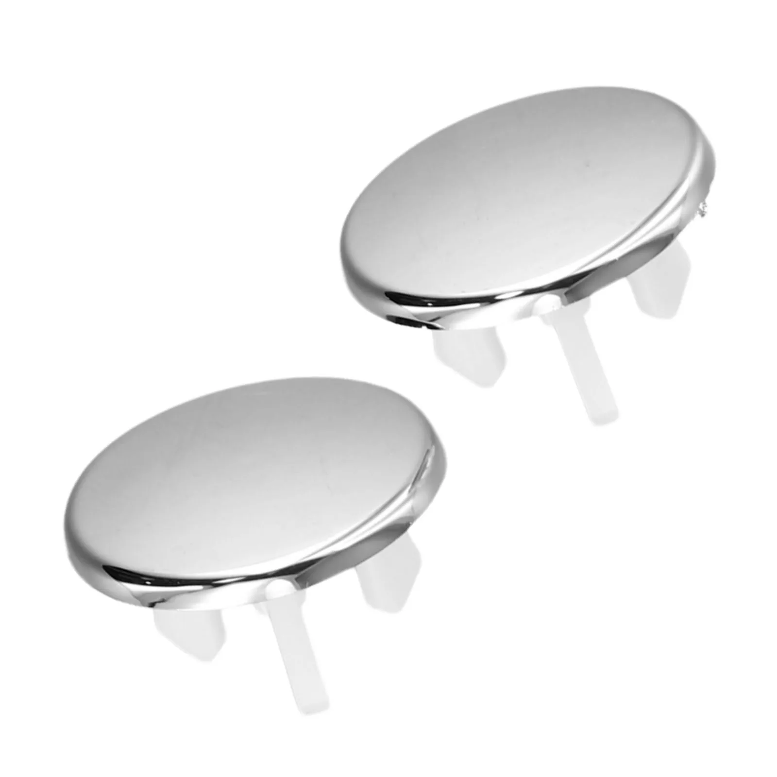 2pc Chrome-Finished Overflow Hole Cover For Bathroom Basin Sinks Fits Standard Round Overflow Openings ABS Construction