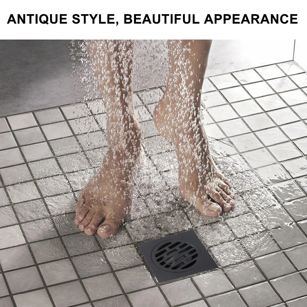 Durable Stainless Steel Floor Drain Odor Proof Black Bathroom Drain Quick Drainage Rust-Proof Ground Drainer Basement