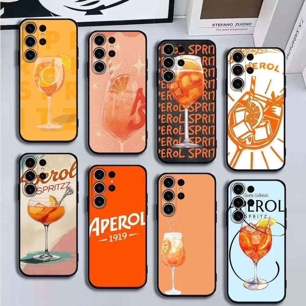 

Aperol spritz LOGO Orange Phone Case For SamsungS25,24,21,22,23,30,Ultra,20,Plus,Fe,Lite,Note,10,9,Soft Black Cover