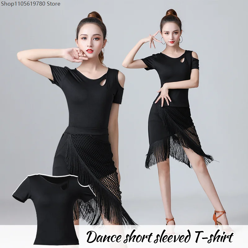 Women Dance Basic Tops Girl Dancewear Ballroom Samba Tango Flamengo Latin Dance Practice T-shirt Stage Performance Costume