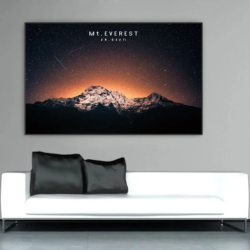 Póster del Monte Everest, arte de montaña más grande del mundo, impresión panorámica de paisaje, pintura en lienzo, sala de estar, decoración de