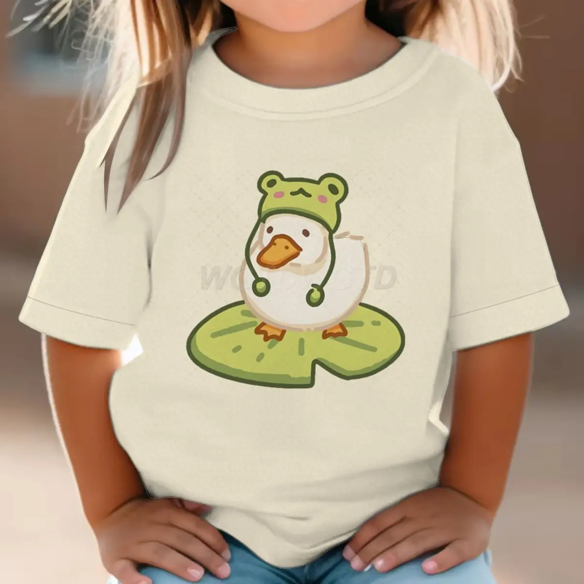 Duck in Frog Hat Cartoon T-shirts for Girl Boy Cute Duck Graphic Casual Tops Kawaii Animal Tee Cute Duck Design Toddler Wear