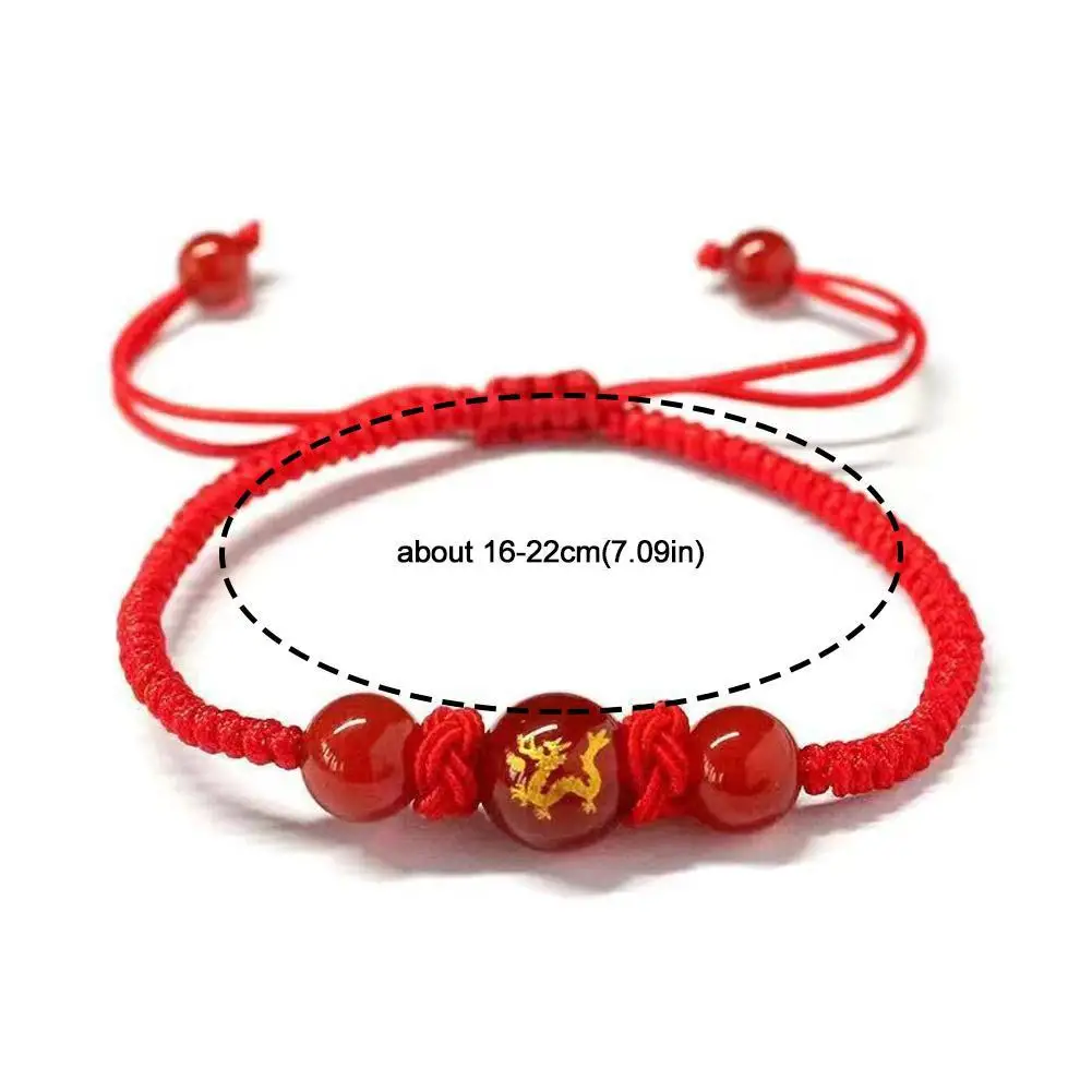 Adjustable Traditional Chinese Dragon Red Hand Rope Hand Woven String Lucky Bracelet Bracelet Chinese Red String Accessories