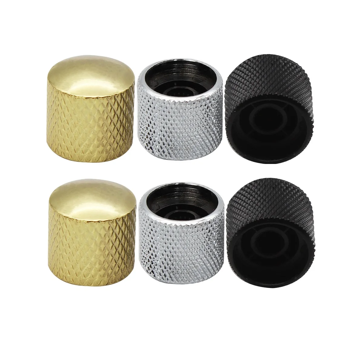 FLEOR 2PCS Metal Dome Guitar Control Knobs For Electric Guitar Bass Parts