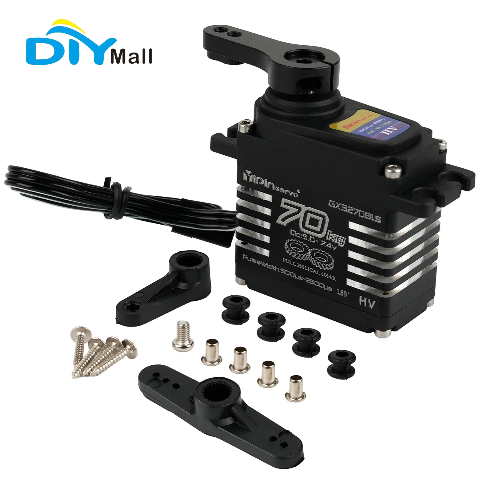 70KG High Torque Digital Servo Motor YP3270BLS Brushless 7.4V Semi-Metal Case Waterproof IP68 for Remote Control