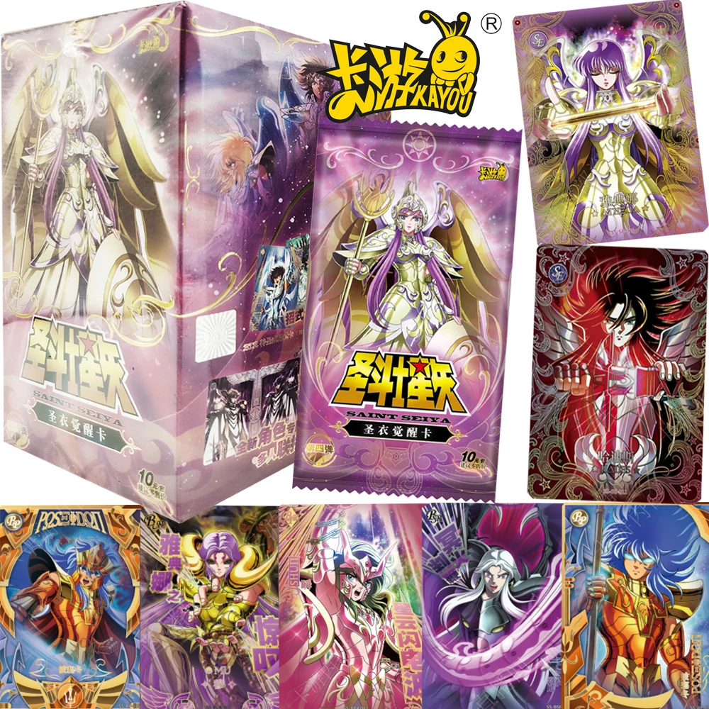 Cartes originales Kayou Saint Seiya, éveil en tissu Athena Hades Poseidon, cartes de Collection périphériques de dessin animé, cadeaux d'anniversaire pour enfants, jouet