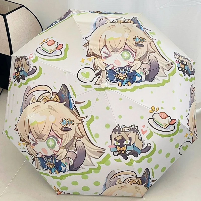 

Геншин Импакт Genshin Impact аниме милый Kawaii Chibi популярный косплей, ветрозащитный анти-УФ-зонт, дождевой компактный зонт для женщин, мужчин, девочек, мальчиков, детей
