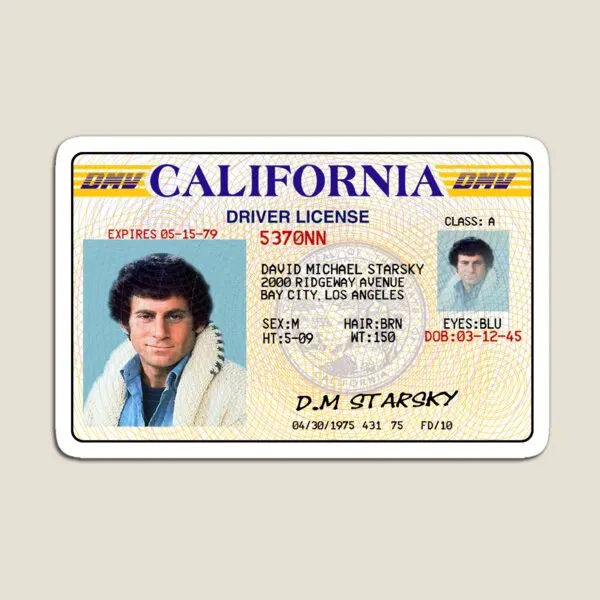 Driver License Strasky Starsky Hutch  Magnet for Fridge Organizer Decor Funny Holder Cute Colorful Kids Children Refrigerator