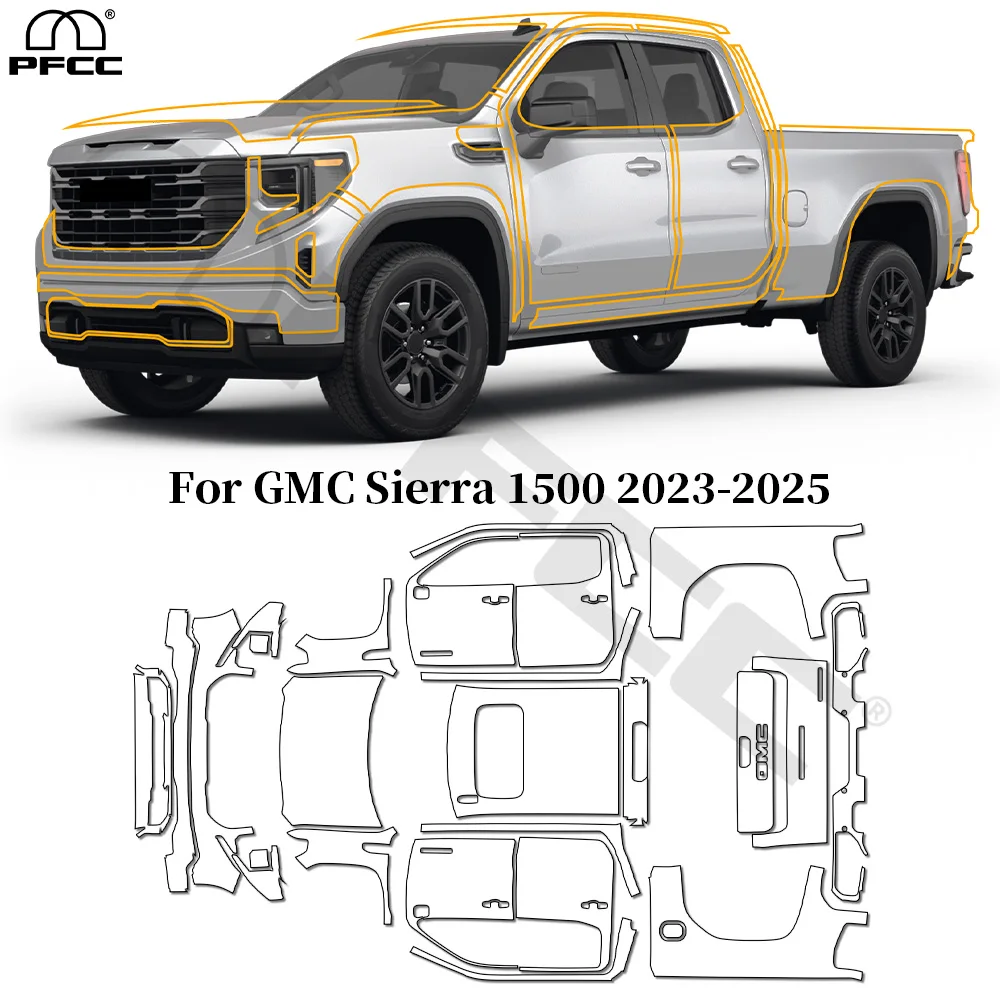 

TPU Anti-Scratch Paint Protection Film For GMC Sierra 1500 2023-2025 Car Clear Bra Pre-cut PPF Resistant Repairable Invisible