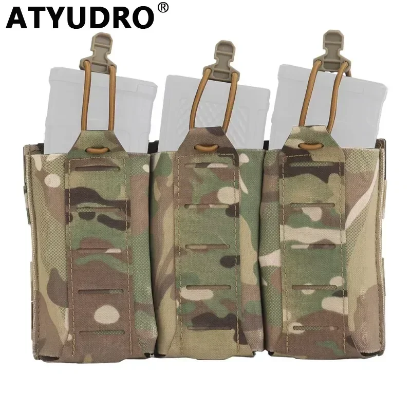 ATYUDRO Tactical 5.56/7.62mm Lightweight Triple Elastic Mag Pouch Molle System Accessories Waist Bag Holster Hunting Equipment