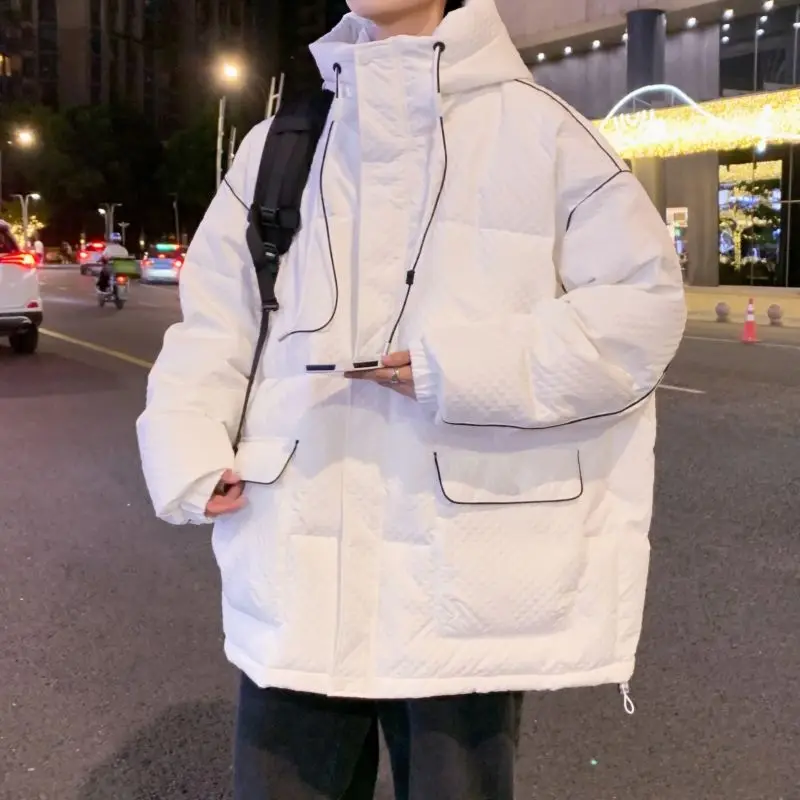 Winner Men Jacket New 90 White Duck Down Coat Hooded High Quality Loose Casual Down Jacket Korean Streetwear Thickened Outerwear