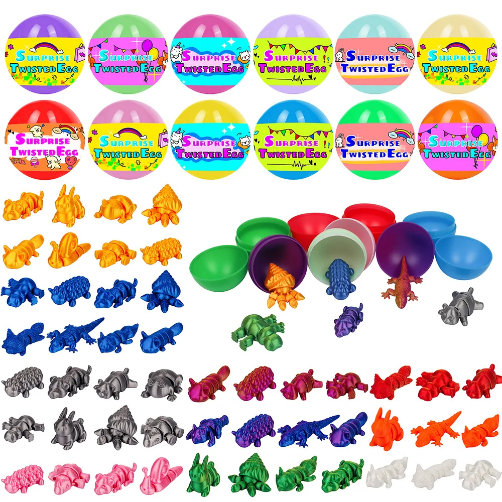 

5-10 шт. милые пасхальные яйца с 3D принтом, витые яйца с маленькими животными, 45 мм, пасхальный сюрприз, маленькая игрушка, подарок для детского сада, яйца-сюрпризы