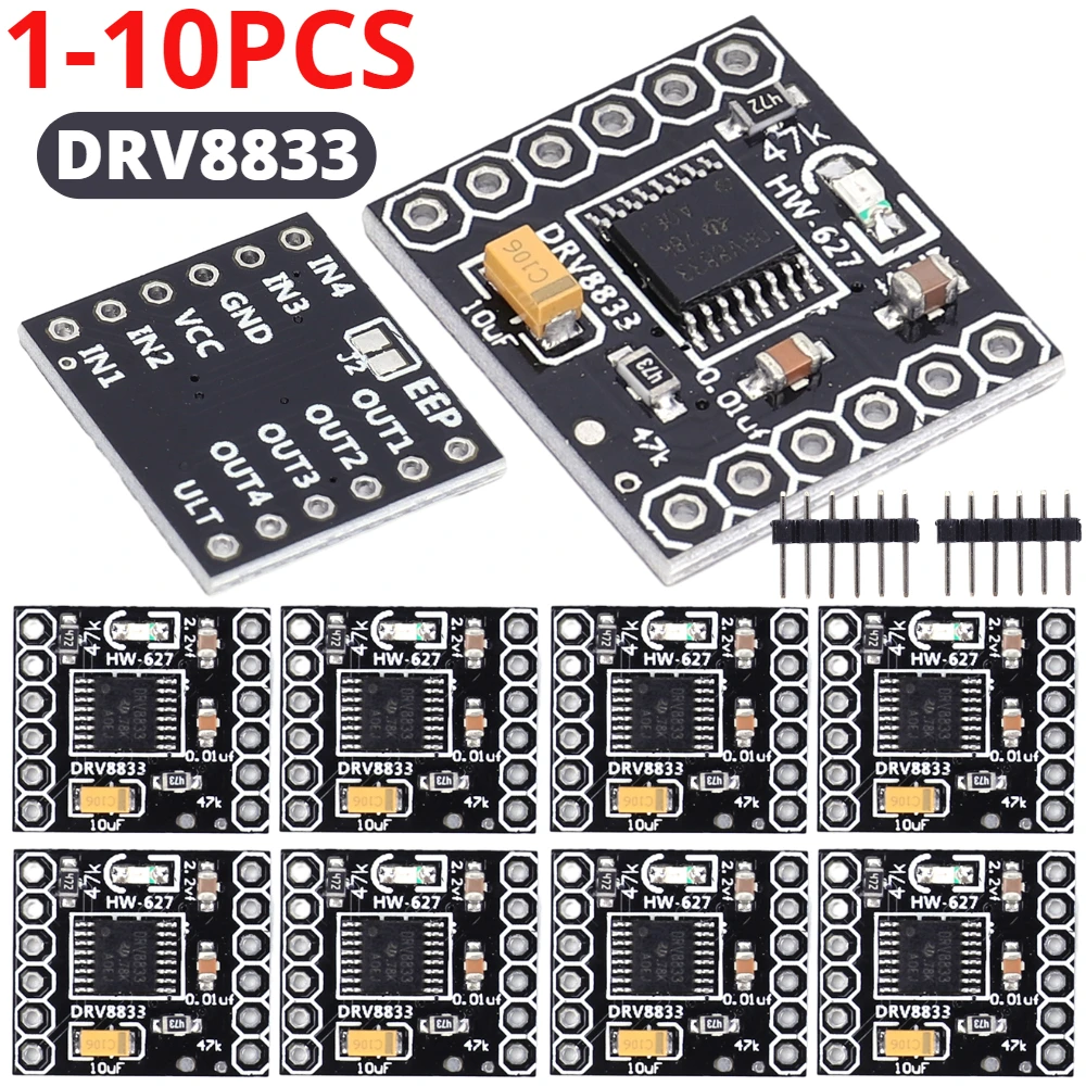 1-10PCS DRV8833 Motor Drive Module 6 Pin DC Gear Motor Driver 3V-10V 1.5A Single H Bridge Silent Stepper Motor Driver Module