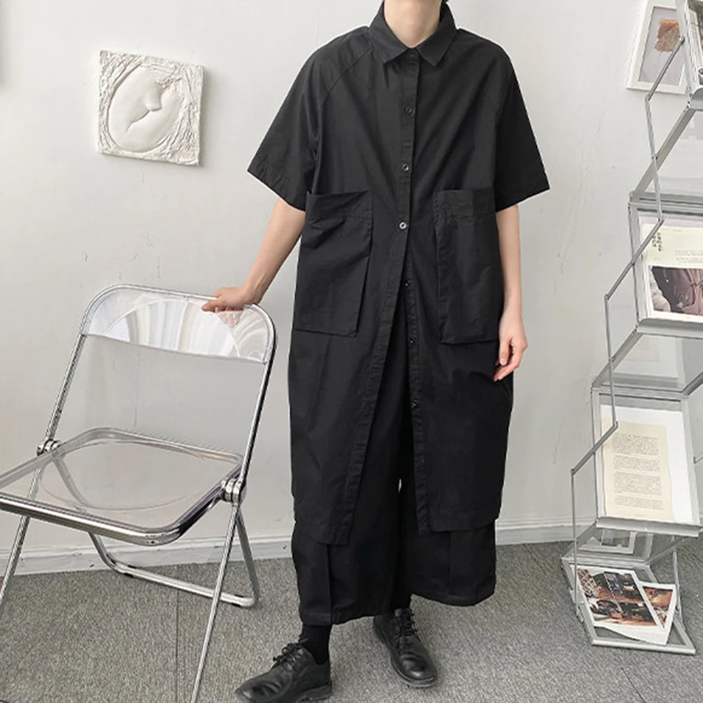 

2026 Summer New Men's Solid Color Long Shirt American Retro Fashion Trendy Street Style Casual Loose Breathable Niche Men's Top