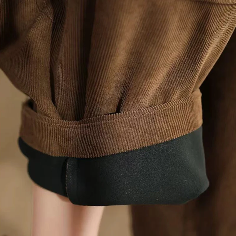 100% القطن المرأة عادية سراويلي حريمي جديد وصول 2025 الخريف خمر نمط سروال قصير بلون فضفاض الإناث السراويل M2051